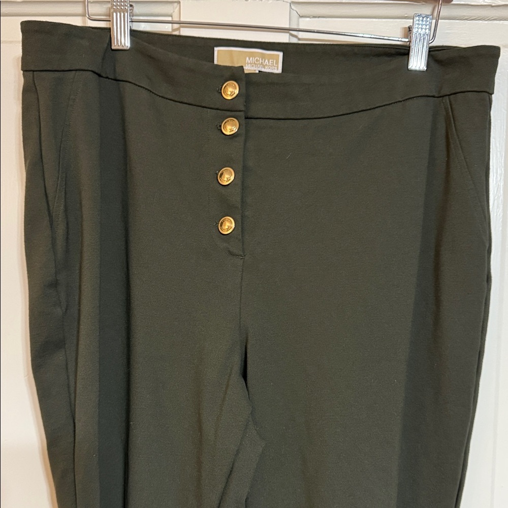 Michael Kors Dark Green Trousers with Gold Accents
